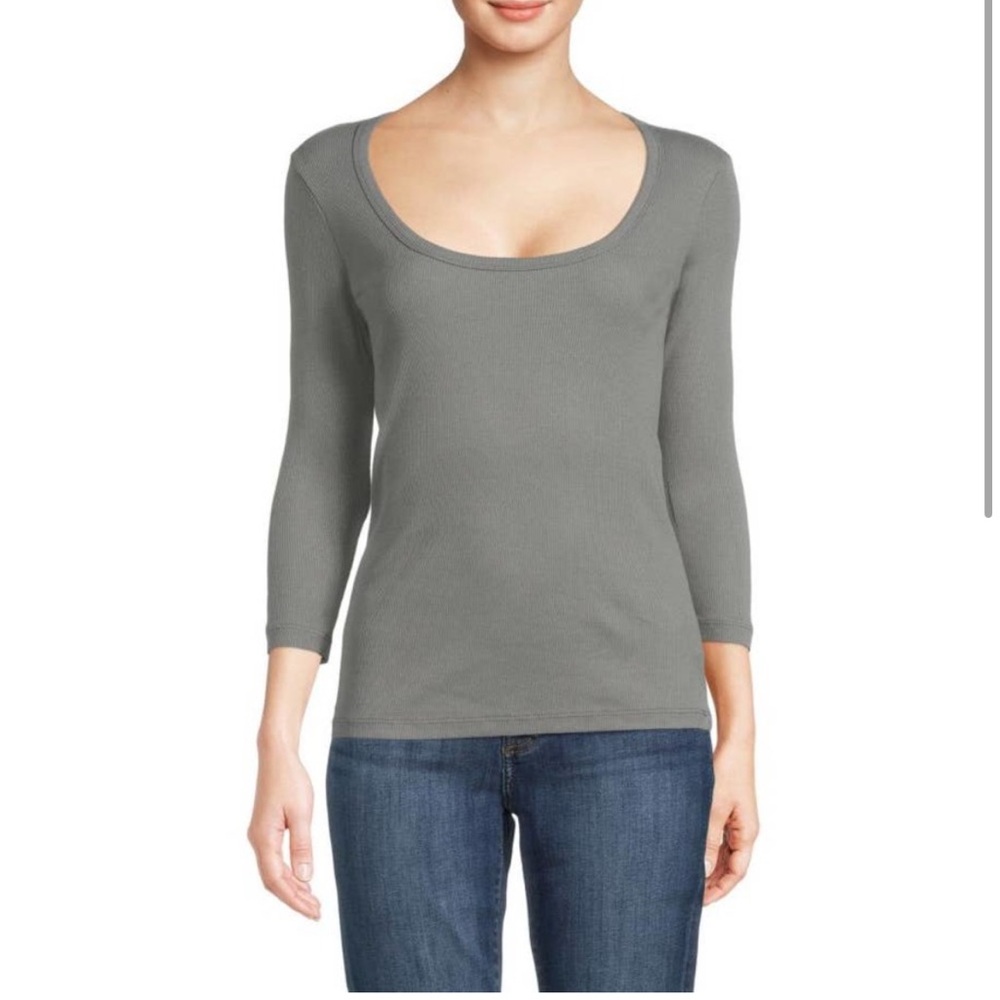 James Perse Ribbed U-Neck Shirt Navy